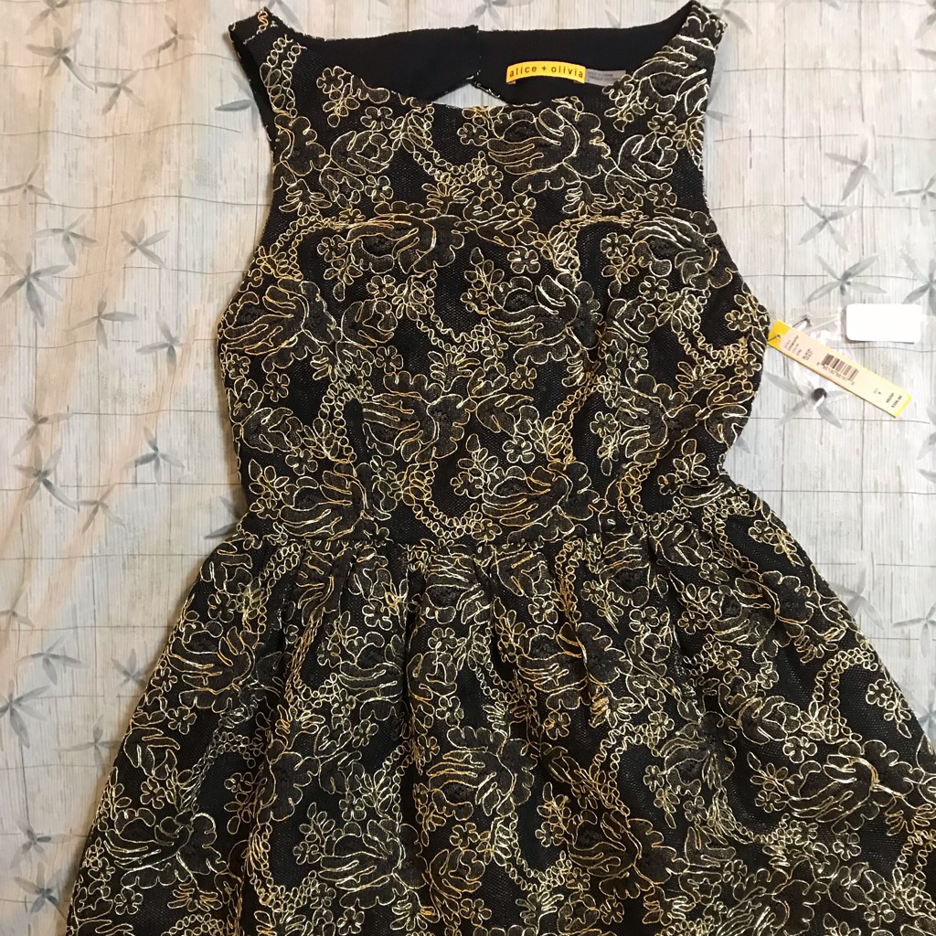 Nwt Alice + Olivia Embroidered Dress, Sz 8